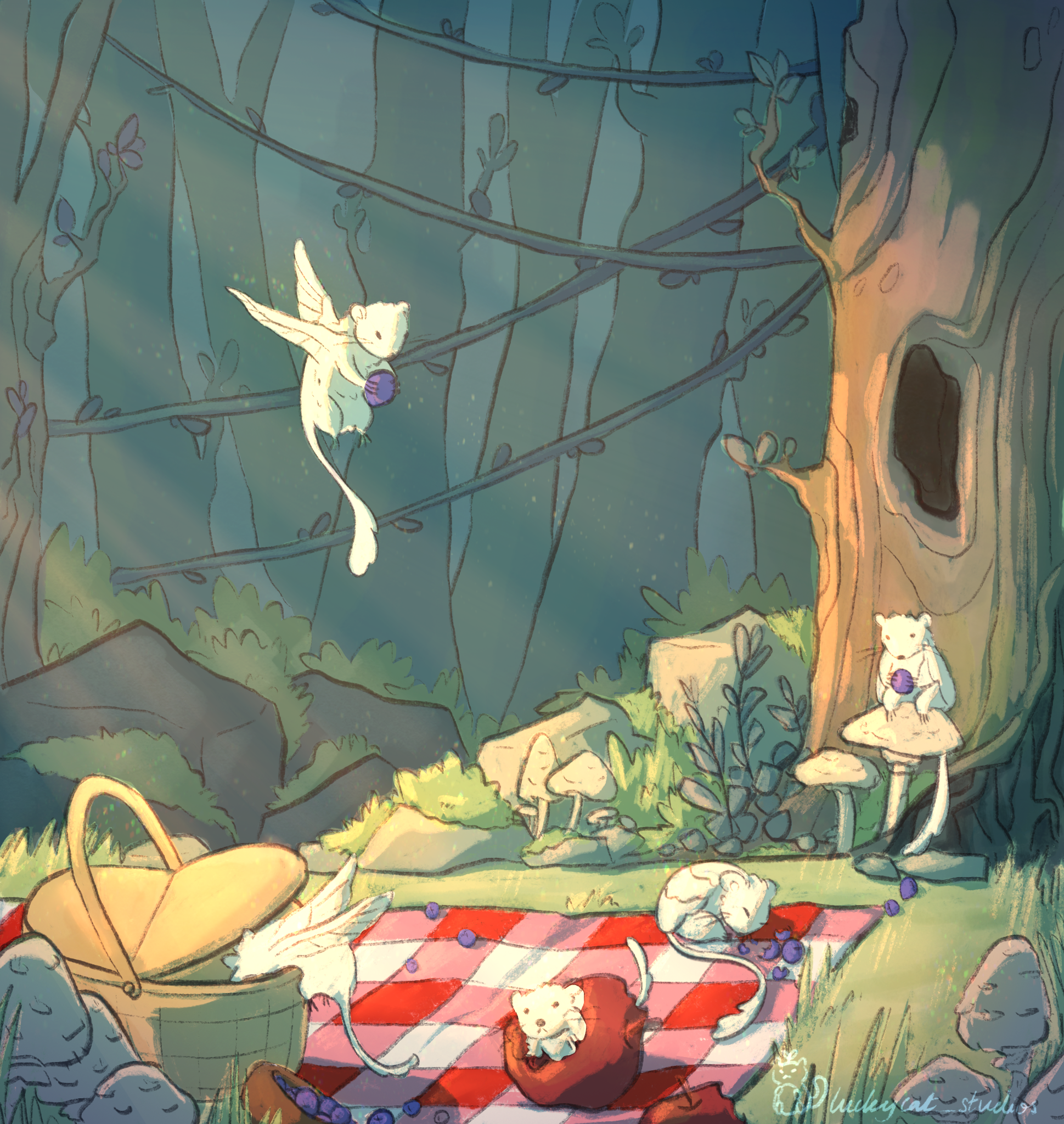 Forest scene hero illustration